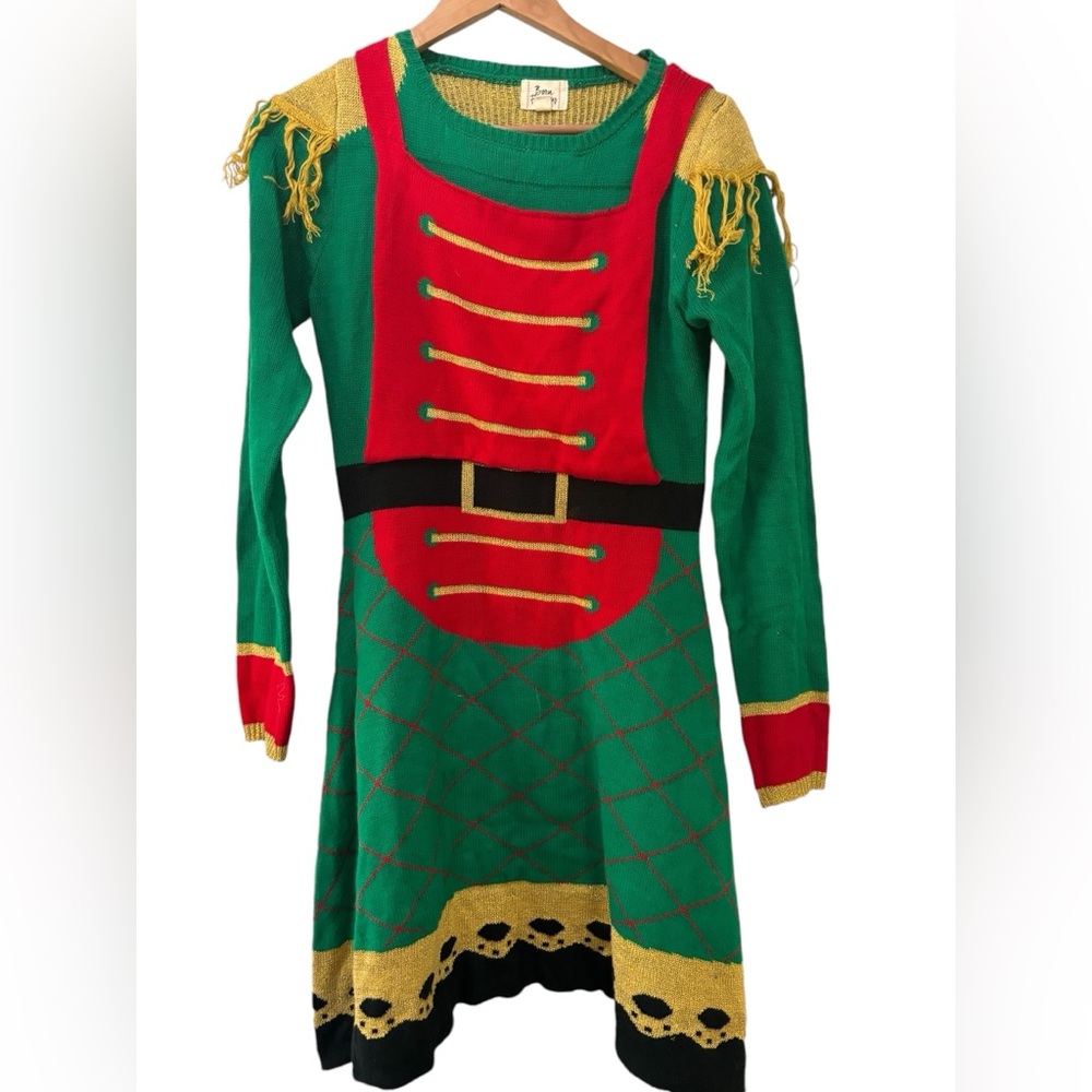 Ugly‎ Sweater Dress Born Famous Womens Size L Holiday Ugly Christmas Party Funny